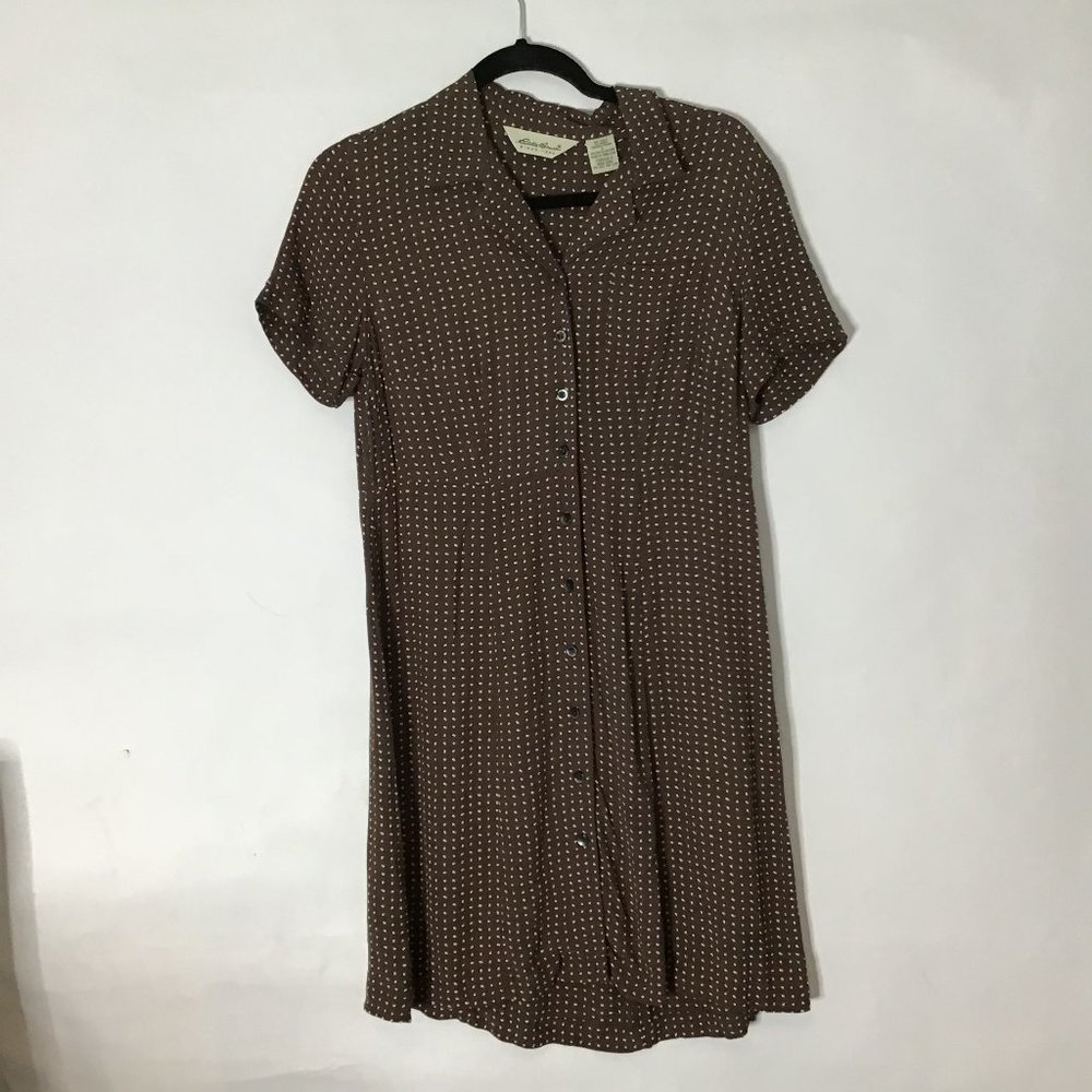 Eddie Bauer Chocolate Brown and White‎ Dress